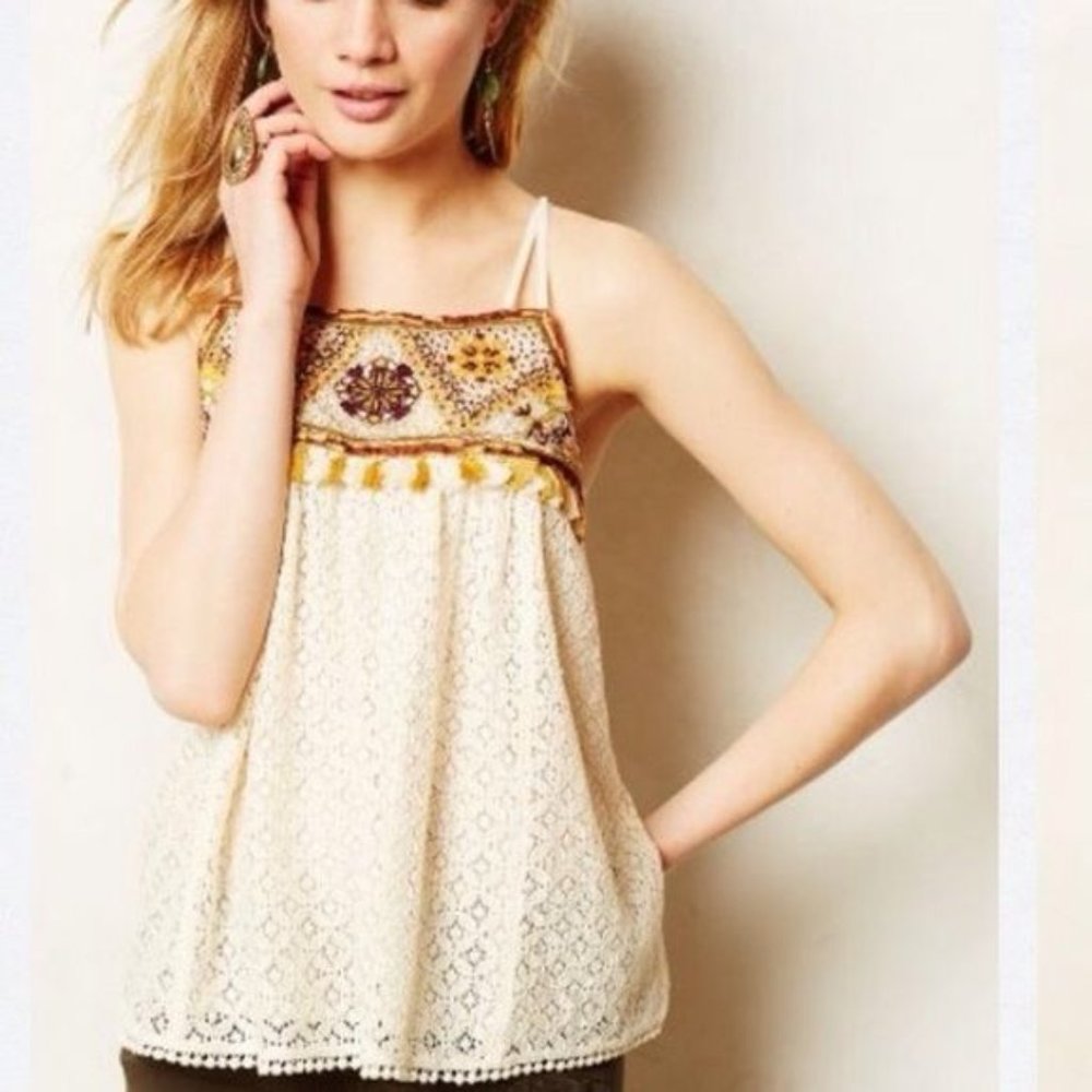 Anthropologie, Tikal Tassel Shirt, Size 6